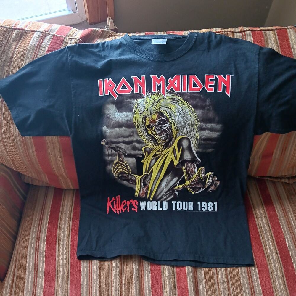 Vintage Iron Maiden Killers World Tour 1981 Black Tshirt Adult L Hanes